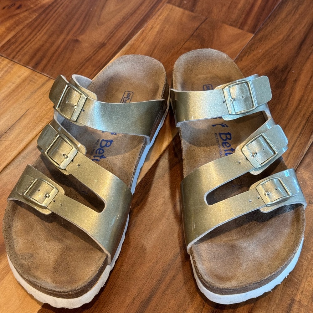 Betula owned by Birkenstock Gold Sandals Triple Strap Sandals W 9/9.5 EU 40